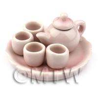 Dolls House Miniature Handmade Pink Ceramic Tea Set