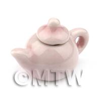 1/12th scale - Dolls House Miniature Hint Of Pink Ceramic Teapot 