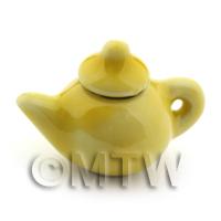 Dolls House Miniature Handmade Yellow Glazed Ceramic Teapot