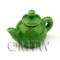 Dolls House Miniature Handmade Green Ceramic Teapot