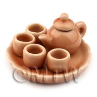 Dolls House Miniature Handmade Salmon Glazed Ceramic Tea Set