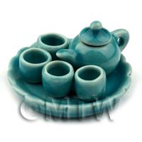 Dolls House Handmade Aquamarine Ceramic Tea Set