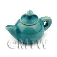 Dolls House Miniature Handmade Aquamarine Ceramic Teapot