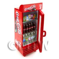 Dolls House Miniature Freestanding Coke Fridge With Contents