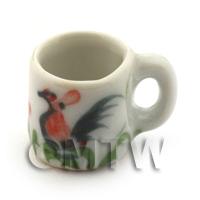 11mm Dolls House Cockerel Design White Coffee Mug