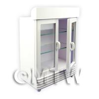 Miniature White Painted Wood 2 Shelf Shop Display Double Fridge