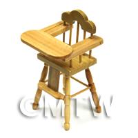 Dolls House Miniature Childrens Pine High Chair 