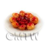 Miniature Belgian Pancakes with Strawberry Syrup 