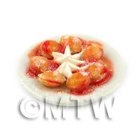 Miniature Belgian Pancakes with Strawberry Sauce and Cream