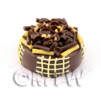 Dolls House Miniature Chocolate Fudge Cake With Chocolate Pieces