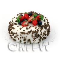 Dolls House Miniature White Iced Cake Covered In Chocolate Flakes