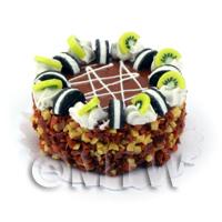 Dolls House Miniature Toffee Cake With Oreos Cream And Kiwi Pieces