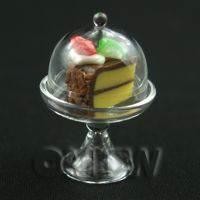 Miniature Glass Cake Stand (F) and individual Slice of Cake set
