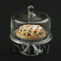 1/12th scale - Miniature Glass Cake Stand (J) and Open Apple Pie Set