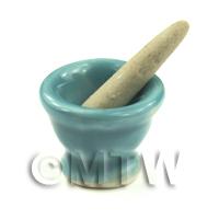 Dolls House Miniature Aquamarine Ceramic Pestle and Mortar