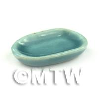 Dolls House Miniature  22mm Aquamarine Ceramic Oval Plate