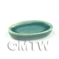 Dolls House 24mm Aquamarine Ceramic Oval Plates