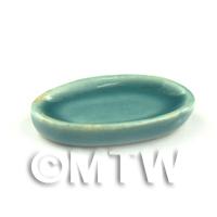 Dolls House 24mm Aquamarine Ceramic Oval Plates