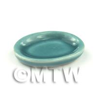 Dolls House Miniature 23mm Aquamarine Ceramic Oval Plate