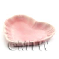 35mm Dolls House Miniature Pink Heart Shaped Ceramic Plate