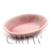 1/12th scale - 34mm Dolls House Miniature Pink Ceramic Serving Dish