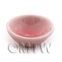 15mm Dolls House Miniature Pink Glazed Ceramic Bowl