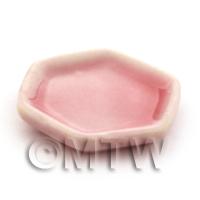 16mm Dolls House Miniature Pink Ceramic Six Sided Plate