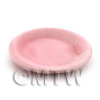 26mm Dolls House Miniature Pink Glazed Ceramic Plate