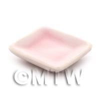 20mm Dolls House Miniature Hint Of Pink Ceramic Square Plate