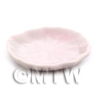 38mm Dolls House Miniature Hint Of Pink Ceramic Leaf Pattern Plate