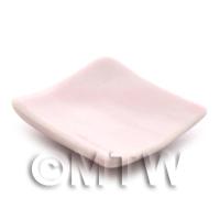 29mm Dolls House Miniature Hint Of Pink Ceramic Square Plate
