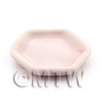 House Miniature Hint Of Pink Ceramic Six Sided Plate