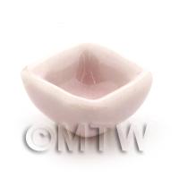 12mm House Miniature Hint Of Pink Ceramic Square Bowl