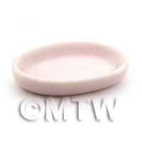 23mm House Miniature Hint Of Pink Ceramic Oval Plate
