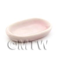 21mm Dolls House Miniature Hint Of Pink Ceramic Oval Plate