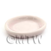 23mm Dolls House Miniature Hint Of Pink Ceramic Oval Plate