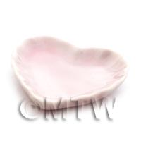35mm Miniature Hint Of Pink Heart Shaped Ceramic Plate