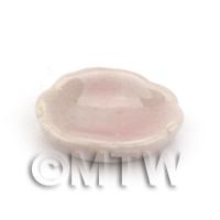 17mm Dolls House Miniature Hint Of Pink Ceramic Scalloped Edge Plate
