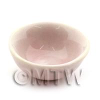 1/12th scale - 22mm Dolls House Miniature Hint Of Pink Ceramic Bowl