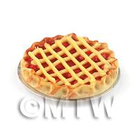 Dolls House Miniature Deep Filled Cherry Lattice Pie 