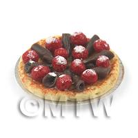 Dolls House Miniature Sugar Dusted Strawberry And Chocolate Tart 