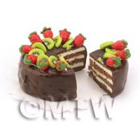 Dolls House Miniature Chocolate Kiwi Cake