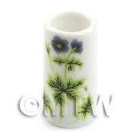 Miniature Ceramic Umbrella Stand With Green Flower Design