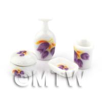 Dolls House Miniature 4 Piece Ceramic Bathroom Set