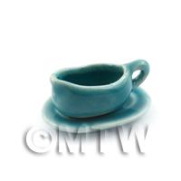 Dolls House Miniature Very Fine Aquamarine  Ceramic Gravy Boat / Jug