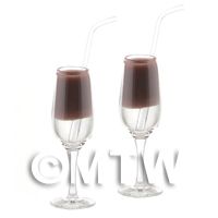 2 Miniature China White Cocktails served in Flute Glasses 