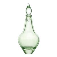 Miniature Handmade Tall Green Pear Shaped Apothecary Bottle / Decanter