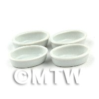 4 x 28mm Dolls House Miniature White Glazed Ceramic Pie / Serving Dishes