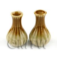 Pair Of Miniature Earthenware Curved Vases / Wine Storage Jars