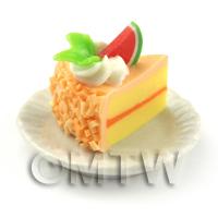 Dolls House Miniature Orange Iced Individual Melon and Cream Cake Slice